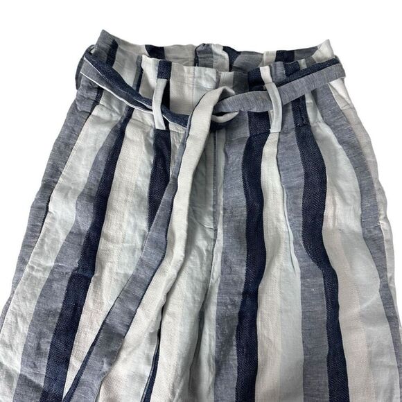 J. Crew Womens Point Sur Linen Size 0 Pant Paper Bag Waist Wide Leg - Picture 6 of 9